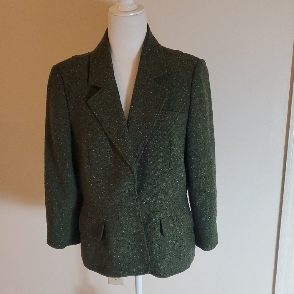 Daisy Fuentes Olive Tweed Blazer
